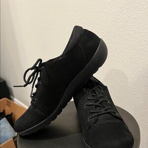 Clarks Black Suede Casual Lace-Up Shoes